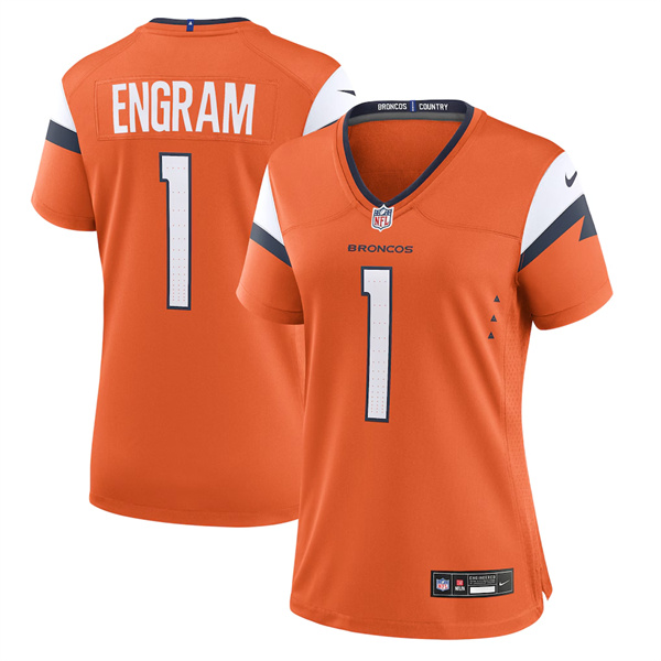 Women's Orange Denver Broncos #1 Evan Engram 2025 Alternate Stitched Game Jersey(Run Small)